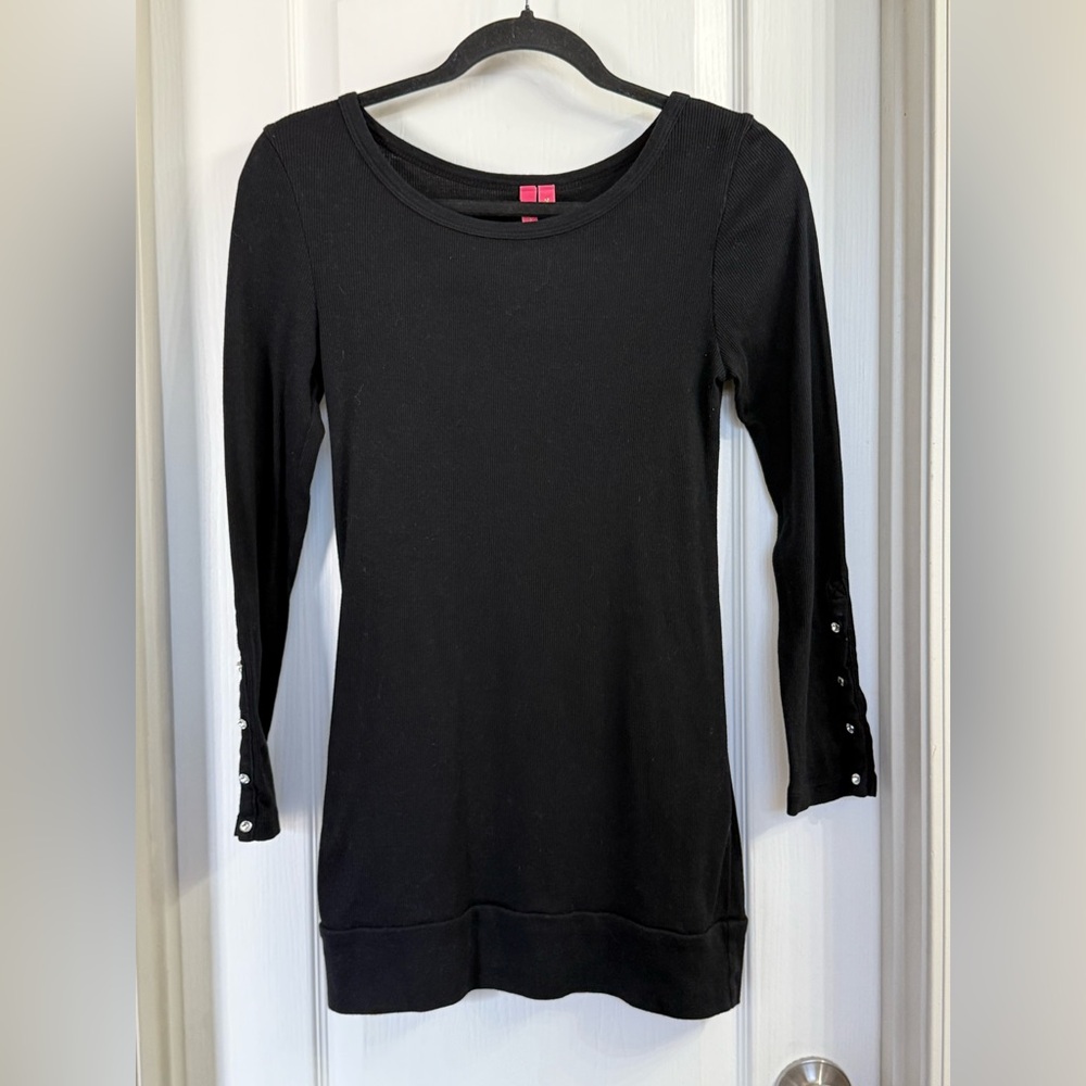 Charolette Black Ribbed Longsleeve Shirt Size M